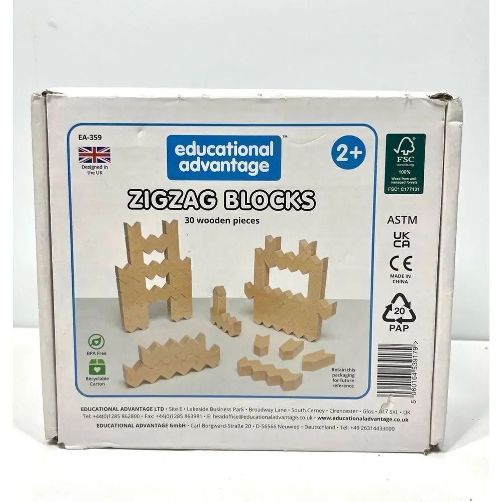 Educational Advantage Zig Zag Building Blocks STEM Learning Toy Motor Skill 30pc